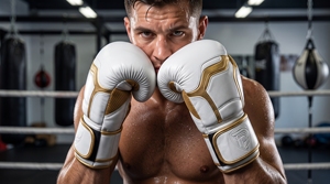 Guantes de Boxeo de Cuero Blanco Dorado con Diseño de Logotipo Personalizado, Equipo de Entrenamiento Profesional - Modelo Dumela International DI-BG-26 (Personalizable) - Product Image 2