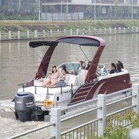 Bateau ponton en aluminium de 25 à 27 pieds pour la pêche, les loisirs en lac, les fêtes, les excursions et les croisières familiales sur l'eau douce