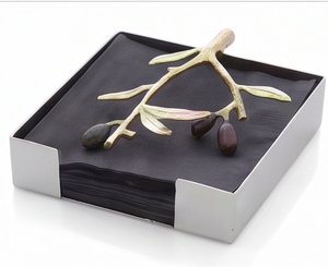 Porte-serviettes en métal avec motif de branche d'olivier, support de table parfait pour la cuisine, le comptoir et les accessoires décoratifs - Product Image 3