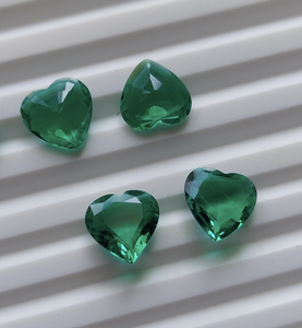 Émeraudes colombiennes cultivées en laboratoire, taille cœur, facettées, pierres précieuses en vrac, prix de gros, bijoux, 8 mm, certifiées - Product Image 1