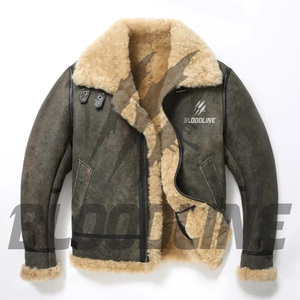 Chaqueta de Cuero de Gamuza para Hombre con Forro de Piel Sintética, Cierre de Cremallera, Estilo Motero, para Invierno, Corte Regular, Cuello Camisero - Product Image 2