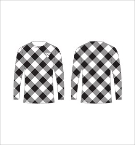 T-shirt à manches longues pour homme, camouflage noir et blanc, motif losanges Argyle, col rond, décontracté, streetwear, haut de sport, entraînement en salle de sport, vêtements de sport - Product Image 1