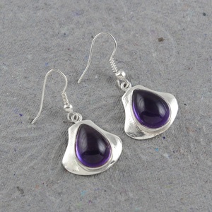 925 Sterling <b>Silver</b> Pear Shape Amethyst <b>Dangle</b> <b>Earrings</b> for Women Handmade Gemstone Drop <b>Earrings</b> - Product Image 3