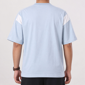 T-shirt oversize à empiècements contrastants pour homme, coupe droite, épaules tombantes, en coton, style streetwear, vente en gros, fabricant de logos personnalisés - Product Image 4