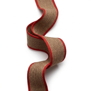 ริบบิ้นปอกระเจาแบบเรียบง่ายขนาด 25 มม. ของ Neelkamal Industries พร้อมขอบสีแดง ริบบิ้นตกแต่งจากผ้ากระสอบธรรมชาติสำหรับบรรจุภัณฑ์และงานฝีมือ - Product Image 4