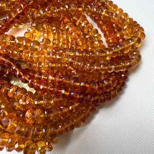 Perles de citrine naturelle facettées de couleur orange, perles de citrine en forme de rondelle, brin de perles de pierres précieuses pour la fabrication de bijoux - Product Image 6