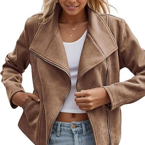 Veste en cuir confortable et légère pour un usage quotidien, veste en cuir souple effet daim pour adultes, femmes - Product Image 1