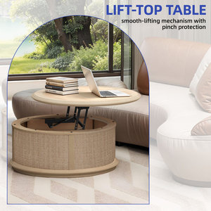 Breeze Rattan Lift-Top Coffee Table con elegante diseño de tambor Funcional y elegante - Product Image 4
