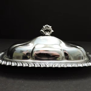 Silver Butter Dish <b>Vintage</b> Metal Ornate Design Covered Butter Container GreenTreeBoutique - Product Image 1