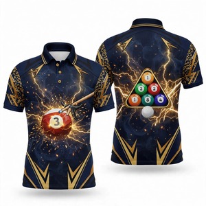 Camiseta Polo de Billar con Estampado Digital para Hombre, Manga Corta, Estilo Deportivo Informal, con Diseño de 8 Bolas de Billar y Patrón de Rayos - Product Image 3