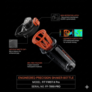 ขวดเชคเกอร์ Fit First Sports ขนาด 500 มล. ขวดน้ำ Tritan สำหรับเล่นกีฬาแบบใหม่ ได้รับสิทธิบัตร ขวดเชคโปรตีนสำหรับออกกำลังกาย ปลอดสาร BPA - Product Image 3