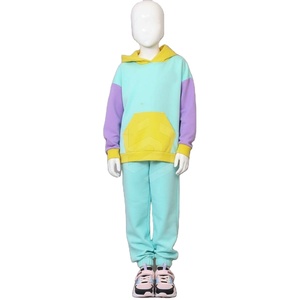Conjunto Deportivo Informal de Algodón para Niños, con Capucha y Bloques de Color, Manga Larga, con Bolsillos Laterales, para Otoño - Product Image 4