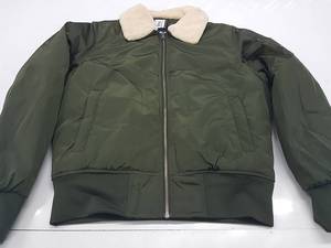Men's Olive Green Bomber Jacket Turn-down Collar Faux Fur Lining Zipper Closure Windproof <b>Thick</b> Polyester Heavy Cotton - Product Image 1