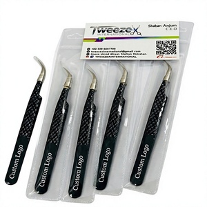 Pince à cils professionnelle à pointe incurvée et pointe lisse pour extensions de cils - Product Image 2