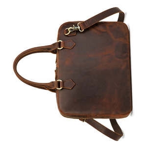 Sac à bandoulière en cuir véritable pour homme avec compartiment pour ordinateur portable imperméable, housse en feutre avec logo personnalisé - Product Image 2