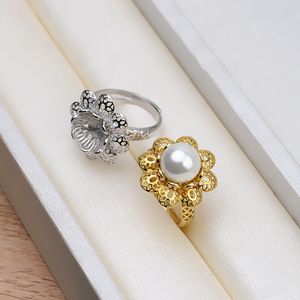 Handmade S925 Silver Hollowed Earring Pendant <b>Open</b> <b>Ring</b> Female Living <b>Ring</b> DIY Accessory Pearl Jewelry Findings Components - Product Image 4