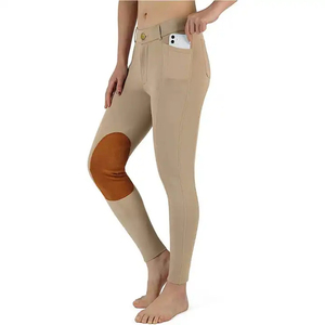 Pantalones de equitación de secado rápido y antifricción para mujer, pantalones deportivos ecuestres para exteriores con bolsillo con estampado de silicona - Product Image 3