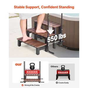 Échelle de piscine hors sol/gonflable robuste de 25,2 pouces de large, 550, 3 marches, pour spa, escalier extérieur, main courante pour jacuzzi - Product Image 2