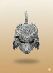 Colgante de Máscara de Depredador con Incrustaciones de Moissanita VVS, Colgante Hip Hop de Plata de Ley 925, Colgante Bling para Raperos y Fiestas para Hombres - Product Image 3