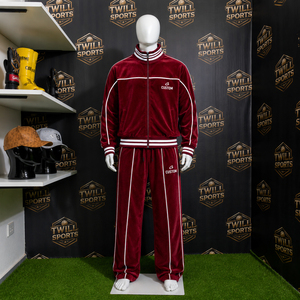OEM <b>Men's</b> <b>Velvet</b> Tracksuit 100% Cotton/Polyester Eco-Friendly Quick Dry Anti-Bacterial Sweatsuit Velour <b>Jacket</b> Sweatpants Gym - Product Image 2