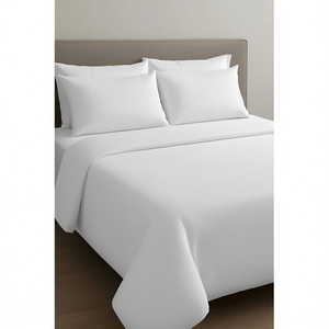 Juego de Sábanas de Microfibra de 210 Hilos con Rayas de Satén Blancas de 1 cm, 4 Piezas, Tamaño Queen, para Hotel y Hogar, Incluye Sábana y Funda de Almohada Tamaño King - Product Image 2