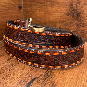 Extreme Quality Personalized Hand Tooled <b>Leather</b> Western Replacement Purse <b>Strap</b> Camera & <b>Guitar</b> <b>Strap</b> with Antique Brass Snaps - Product Image 2