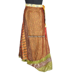 Nuevo Sarong Reversible Vintage, Falda Mágica Envolvente, Falda Mágica Envolvente de Seda India de Dos Capas Reversible, Hecha a Mano en India - Product Image 2