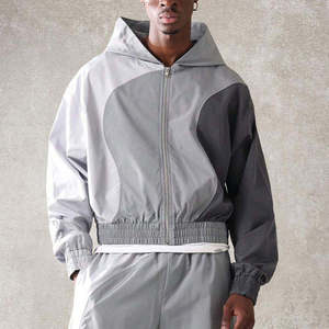 Ensemble de survêtement coupe-vent pour homme, veste à capuche zippée intégrale et pantalon, coupe ample, léger, résistant au vent, pour la course à pied et l'entraînement - Product Image 2