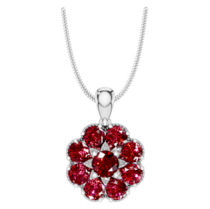 Élégant collier pendentif en argent sterling 925 avec breloque florale rubis naturel plaqué argent pierre fine pour femme - Product Image 1