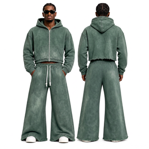 Survêtement streetwear en coton brossé 400 GSM coupe oversize pour détaillants de vêtements aux États-Unis (marque privée) - Product Image 2