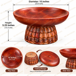 Frutero artesanal de madera natural para decoración de mesa - Product Image 4
