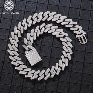 Collier unisexe Charm_Jewells en moissanite et perle d'eau douce, forme boule, coupe brillante, chaîne à maillons géométriques, argent 925, or 14 carats - Product Image 6