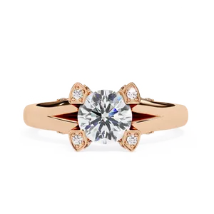 Anillo de Compromiso con Diamante Cultivado en Laboratorio, Corte Brillante Redondo de 1 Quilate, Oro Sólido de 18K, Certificado IGI, VVS E-F, Corte Catedral, Pavé, Solitario - Product Image 5