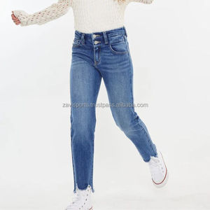 Pantalons larges tendance 2025 de haute qualité pour femmes, jeans à taille haute, pantalons en denim amples, jeans en coton personnalisés pour femmes, multi-poches - Product Image 5