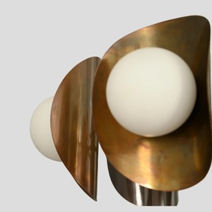 High End Quality <b>Copper</b> Chandelier With Three Globe <b>Lights</b> And Curved <b>Shades</b> For Indoor Lighting Fixtures - Product Image 3