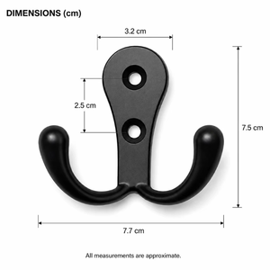 Premium <b>Black</b> Metal Double Wall <b>Hook</b> Heavy Duty Coat Hanger Wall Mounted Clothes Organizer for Bedroom Bathroom Home Storage - Product Image 2