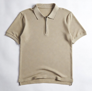 Chemises polo pour hommes de haute qualité avec fermeture éclair, manches courtes, logo personnalisé, t-shirt polo en coton piqué et mélange de polyester - Product Image 1