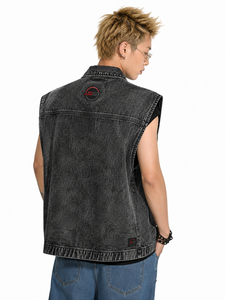 เสื้อกั๊กยีนส์สำหรับผู้ชายมาใหม่เสื้อกั๊กยีนส์ระดับพรีเมียมพร้อมกระเป๋าที่ใช้งานได้จริงดีไซน์แขนกุดใส่สบาย - Product Image 6