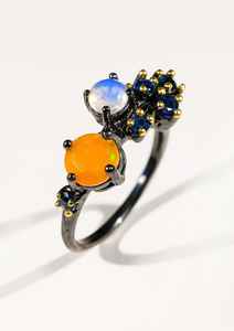 Nature Inspired Branch Elegant Wedding Ring <b>Crafted</b> with Sterling Silver Rainbow Moonstone for Organic Beauty Timeless Appeal - Product Image 3