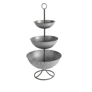 Soporte de tres niveles galvanizado para servir, bandeja metálica para pasteles y postres, decoración estilo rústico, expositor metálico para cupcakes en oferta. - Product Image 3