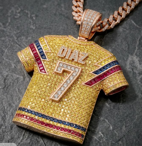 Collar con Colgante de Jersey en Tono Oro Rosa con Incrustaciones de Diamantes, Nombre y Número Personalizados, Estilo Hip Hop, Cadena de 18 Pulgadas - Product Image 4