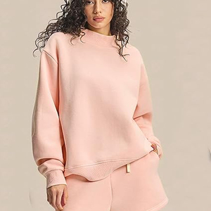 Sweat-shirt à capuche pour femme, col montant, coupe ample et oversize, 100% coton, imprimé devant, haute qualité, service OEM, look décontracté automne - Product Image 3