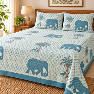 Juego de Sábanas de Algodón Blue Elephant, Colección de Ropa de Cama de Tela Suave Premium para Dormitorio, Hogar, Hotel, Habitación de Huéspedes, Suministro al por Mayor - Product Image 4