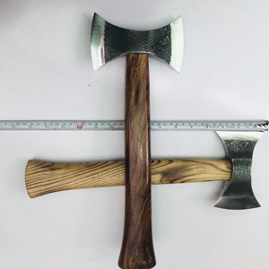 Handmade Flat Backed <b>Axe</b> Head Carbon Steel Blade Wood <b>Handle</b> with Leather Sheath DIY Industrial Grade Garden Pruning Hatchet - Product Image 3