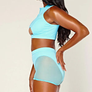 Ropa de pole dance para mujer, top corto de cuello alto, atlético, de cintura alta, ligero, para verano, fitness, danza, servicio OEM, personalizado. - Product Image 2