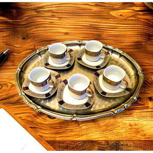 Wholesale Creative Quality Gold Plated Oval Serving Tray Engraved Metal Decorative Platter For Food Serving & Home Decor Sale - Product Image 6