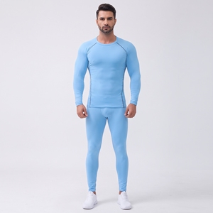 Vêtements de sport pour hommes en jersey de compression slim fit avec logo sur le devant, respirants et écologiques, manches longues, vente en gros - Product Image 1