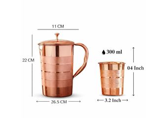 Ensemble de carafes en cuivre pour une expérience de service haut de gamme, ensemble métallique pour servir l'eau avec des verres, durable, réutilisable, vaisselle de cuisine. - Product Image 1