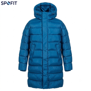 Custom Men's Long Hooded Puffer Jacket <b>Thick</b> <b>Winter</b> <b>Coat</b> Windproof Polyester Wadding Casual Loose Fit Zipper Closure Solid Black - Product Image 4