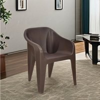 Chaise en plastique marron moderne et minimaliste, robuste, sans BPA, recyclable, capacité de charge de 120 kg, dossier solide inclinable, intérieur/extérieur